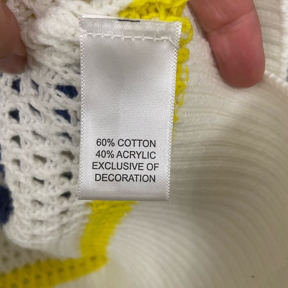 XOXO Kerri Rosenthal Smiley Face Crochet Long Sleeve Crew Sweater Blue Stripe XS - Picture 4 of 6